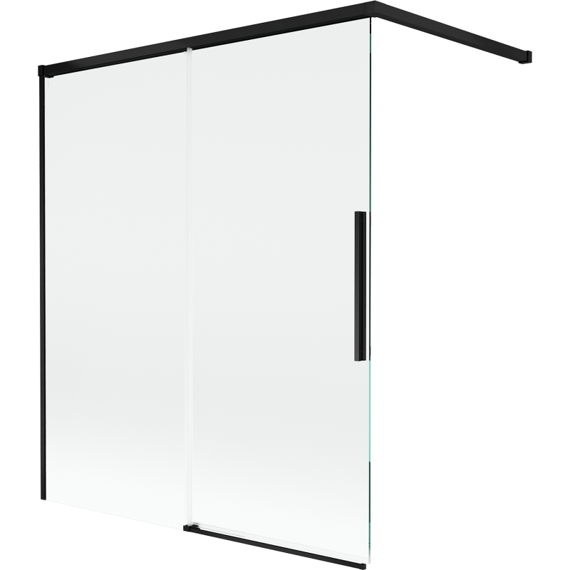 Mexen Rox Duschabtrennung für Badewanne, 2-flügelig, verschiebbar 140 x 150 cm, transparent, schwarz - 8C9-140-003-70-00