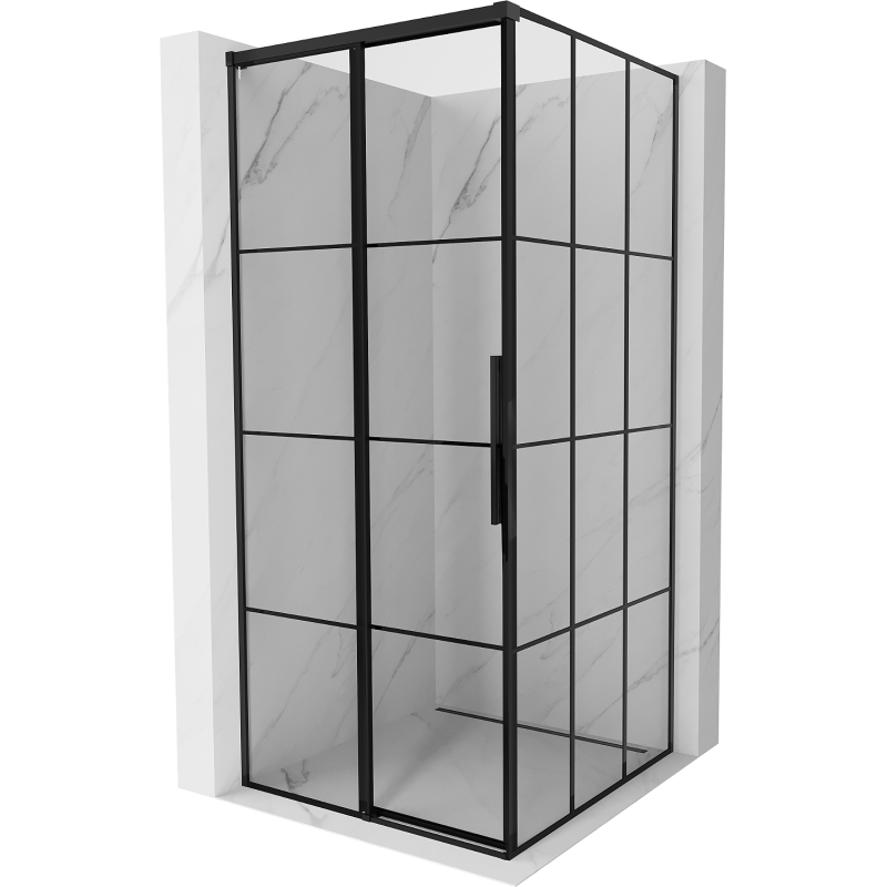 Mexen Rox kabina prysznicowa rozsuwana lewa 95 x 95 cm, czarna kratka, czarna -  8C2-095-095-70-77-L