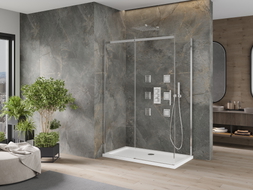 Mexen Omega klizna kabina za tuširanje 130 x 70 cm, prozirna, krom + ravni pladanj - 825-130-070-01-00-4010