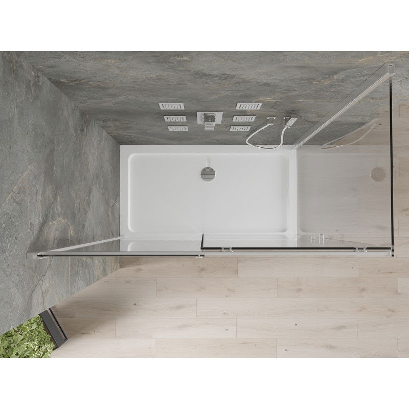 Mexen Omega cabina doccia scorrevole 130 x 70 cm, trasparente, cromo + piatto doccia Flat - 825-130-070-01-00-4010