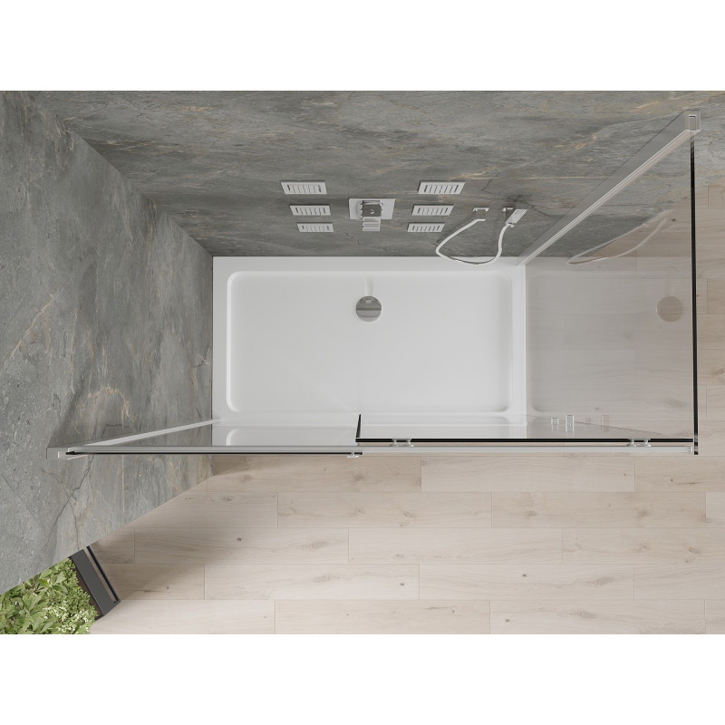 Mexen Omega schuifbare douchecabine 130 x 70 cm, transparant, chroom + Flat douchebak - 825-130-070-01-00-4010