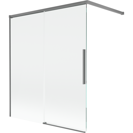 Mexen Rox kahetahuline vannitoa ekraan, kahe tiivaga, 140 x 150 cm, läbipaistev, relvmetall - 8C9-140-003-95-00