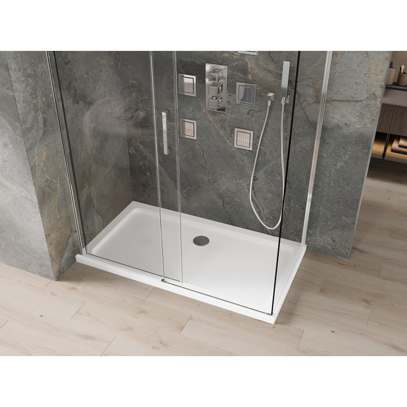 Mexen Omega cabina de ducha corredera 130 x 70 cm, transparente, cromo + plato de ducha plano - 825-130-070-01-00-4010