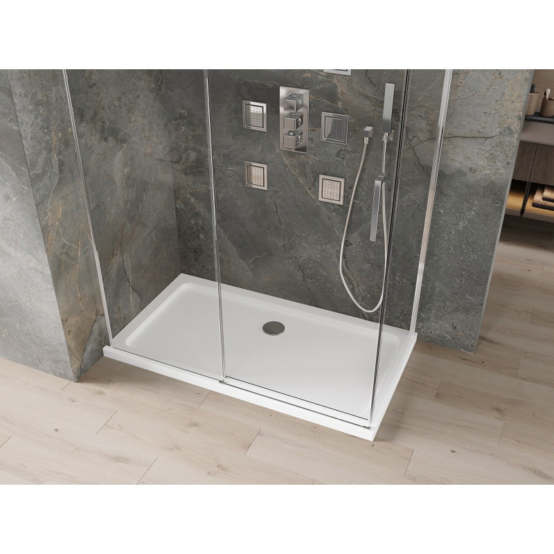 Mexen Omega cabina de ducha corredera 130 x 70 cm, transparente, cromo + plato de ducha plano - 825-130-070-01-00-4010