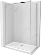 Mexen Omega liukuva suihkukoppi 130 x 70 cm, läpinäkyvä, kromi + Flat suihkuallas - 825-130-070-01-00-4010