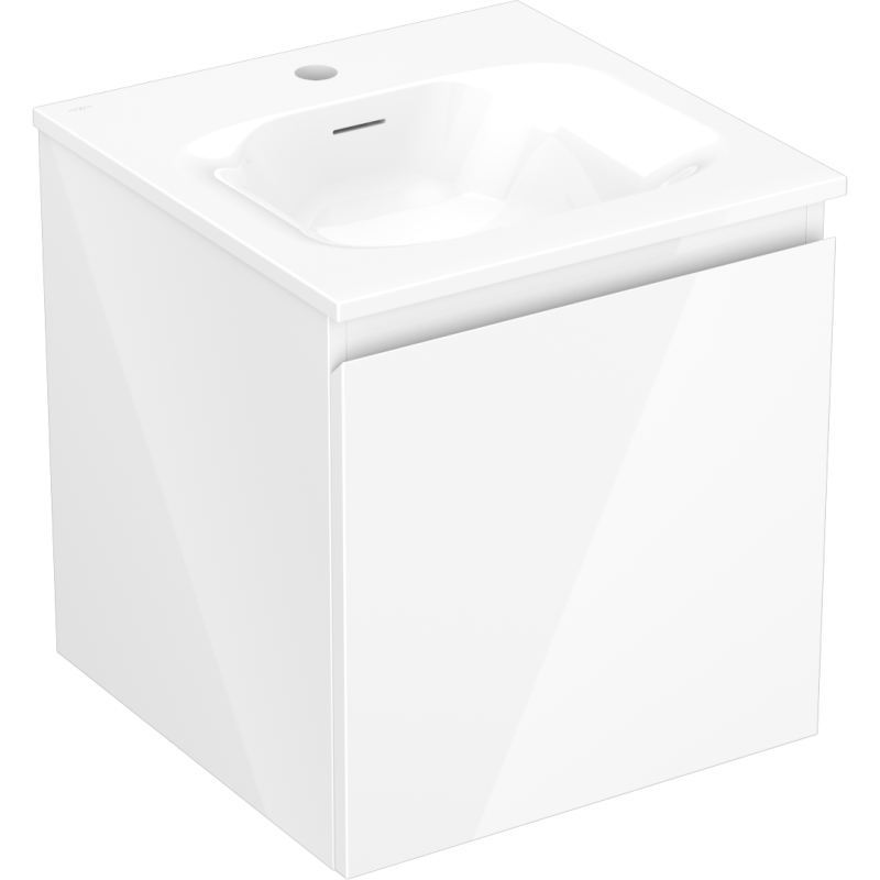 Mexen Orio Badezimmerschrank 45 cm mit Waschbecken Vela, 1 Schublade, weiß glänzend - 91A10-04547-1-BF00-W23M00