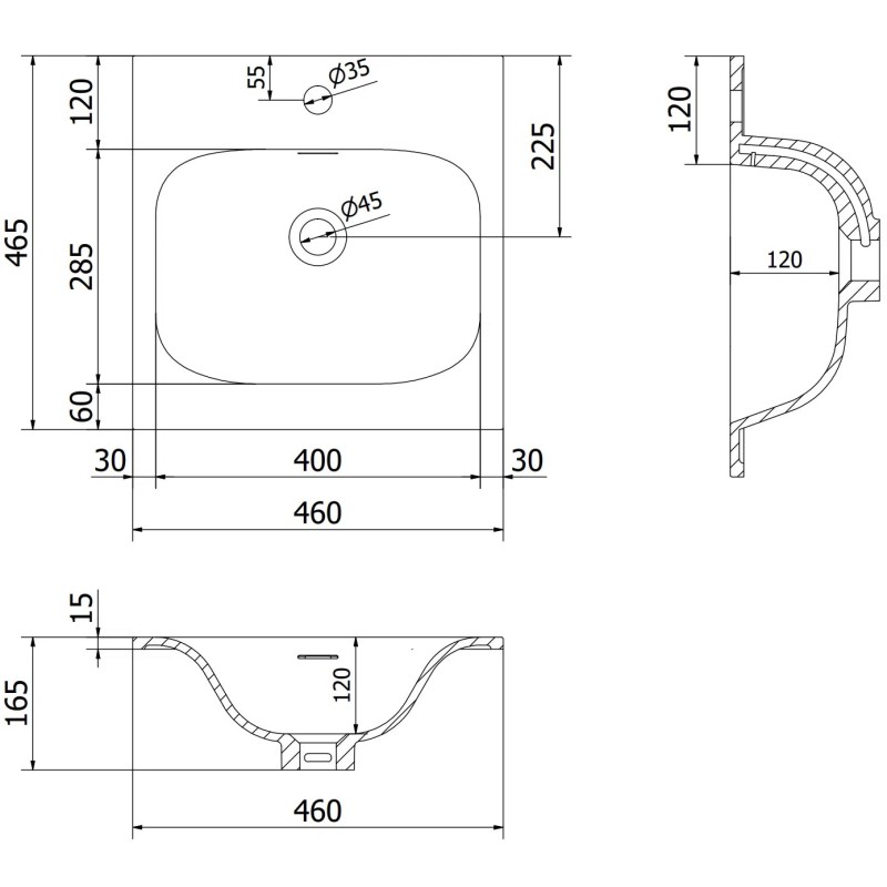 Mexen Orio mueble de baño 45 cm con lavabo Vela, 1 cajón, blanco mate - 91A10-04547-1-BF01-W23M01