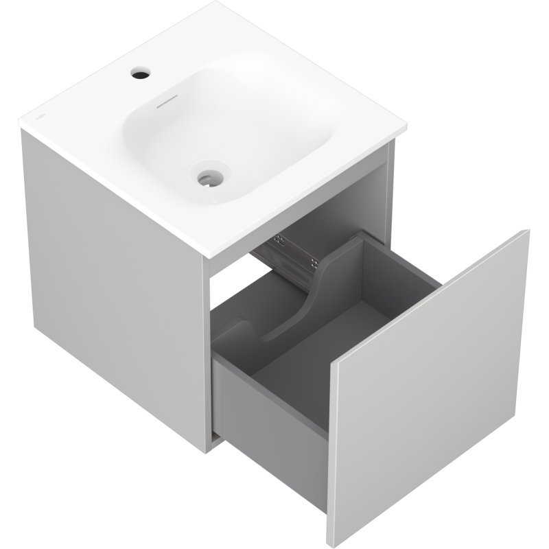Mexen Orio mueble de baño 45 cm con lavabo Vela, 1 cajón, gris mate/blanco mate - 91A10-04547-1-BF62-W23M01