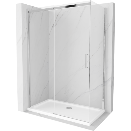 Mexen Omega klizna tuš kabina klizno 140 x 70 cm, prozirno, krom + plitica Flat - 825-140-070-01-00-4010