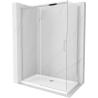 Mexen Omega Duschkabine Schiebetür 140 x 70 cm, transparent, chrom + Duschelement Flat - 825-140-070-01-00-4010