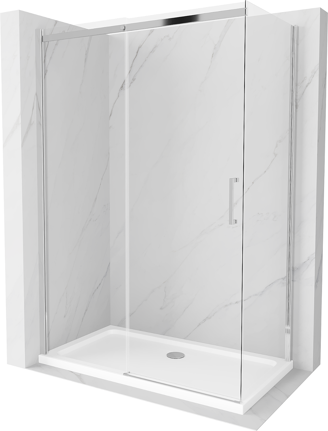 Mexen Omega kabina prysznicowa rozsuwana 140 x 70 cm, transparent, chrom + brodzik Flat - 825-140-070-01-00-4010