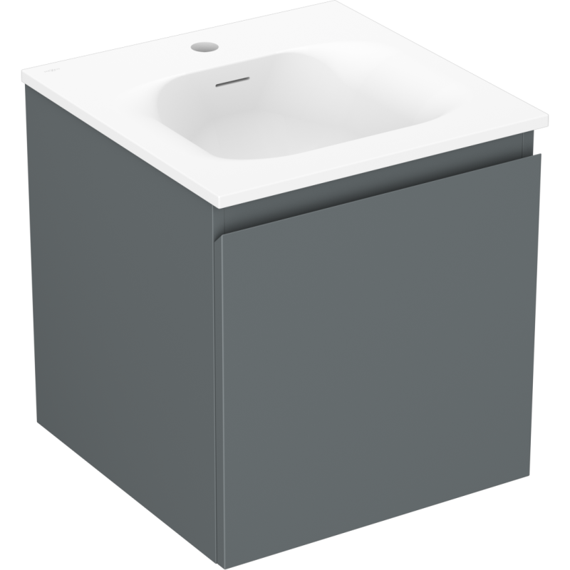 Mexen Orio Badezimmerschrank 45 cm mit Waschbecken Vela, 1 Schublade, Grafit matt/weiß matt - 91A10-04547-1-BF66-W23M01