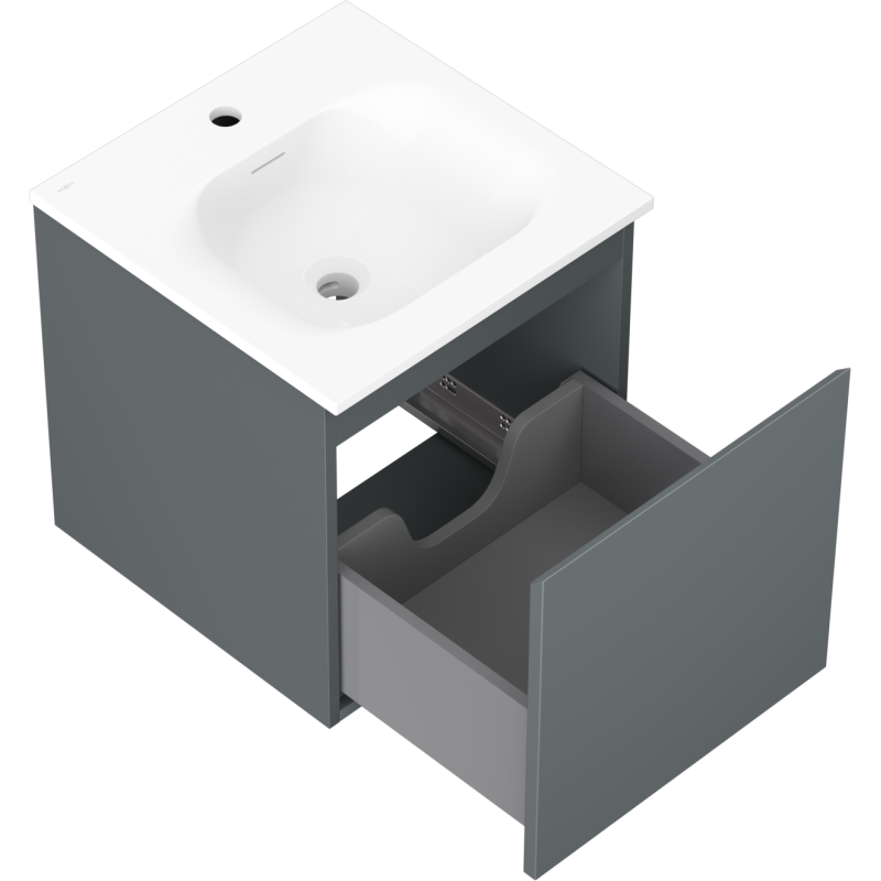 Mexen Orio mueble de baño de 45 cm con lavabo Vela, 1 cajón, grafito mate/blanco mate - 91A10-04547-1-BF66-W23M01