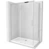 Mexen Omega Duschkabine, Schiebetür 140 x 80 cm, transparent, Chrom + Duschwanne Flat - 825-140-080-01-00-4010