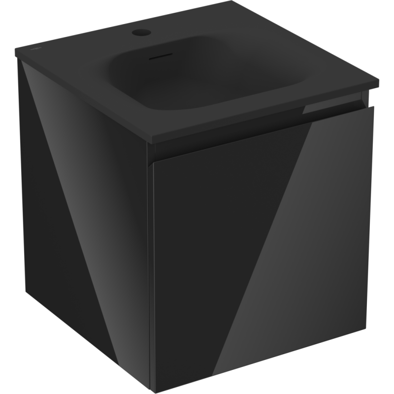 Mexen Orio gabinete de baño de 45 cm con lavabo Vela, 1 cajón, negro brillo/negro mate - 91A10-04547-1-BF70-W23M71