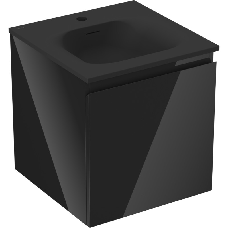 Mexen Orio mobile bagno 45 cm con lavabo Vela, 1 cassetto, nero lucido/nero opaco - 91A10-04547-1-BF70-W23M71