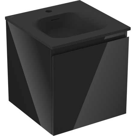 Mexen Orio Badezimmerschrank 45 cm mit Waschbecken Vela, 1 Schublade, schwarz glänzend/schwarz matt - 91A10-04547-1-BF70-W23M71