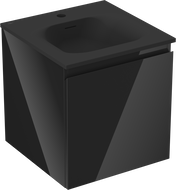 Mexen Orio bathroom cabinet 45 cm with Vela washbasin, 1 drawer, black gloss/black matt - 91A10-04547-1-BF70-W23M71