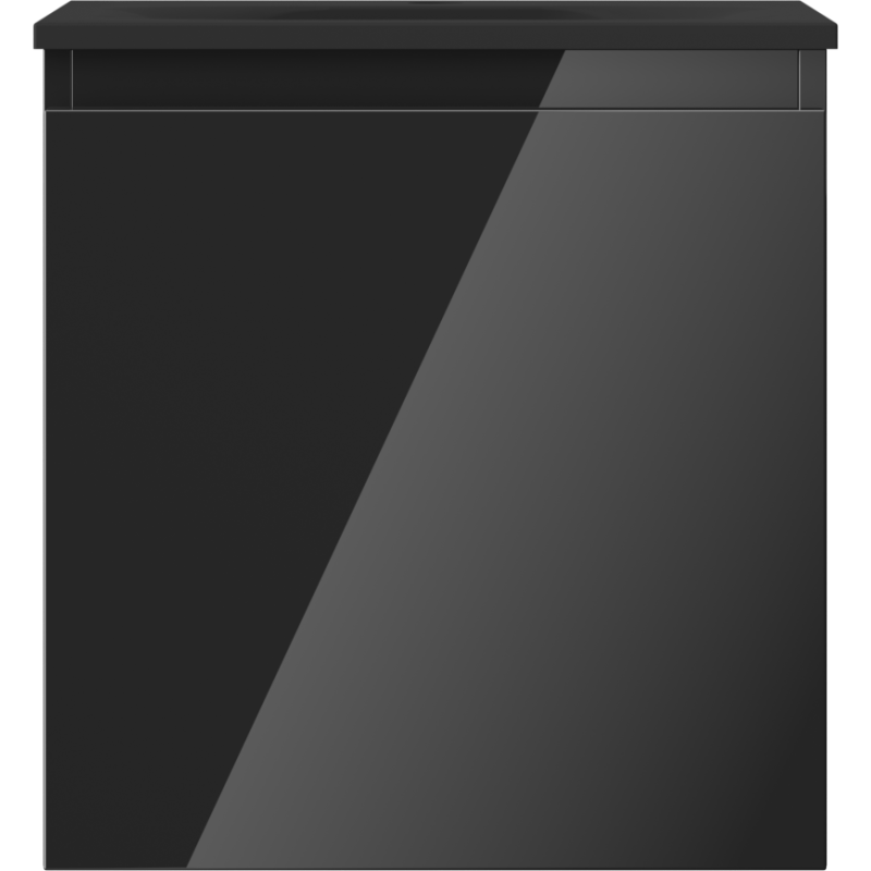 Mexen Orio Badezimmerschrank 45 cm mit Waschbecken Vela, 1 Schublade, schwarz glänzend/schwarz matt - 91A10-04547-1-BF70-W23M71