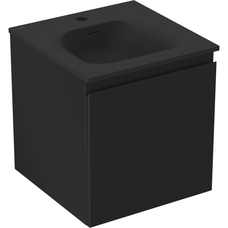 Mexen Orio Badezimmerschrank 45 cm mit Waschbecken Vela, 1 Schublade, schwarz matt - 91A10-04547-1-BF71-W23M71