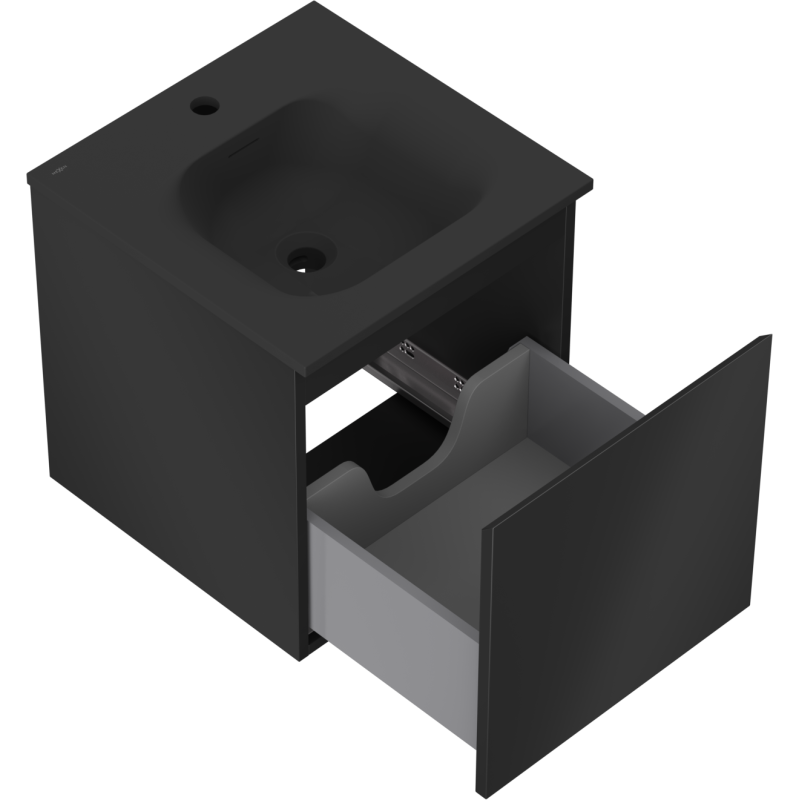 Mexen Orio mobile da bagno 45 cm con lavabo Vela, 1 cassetto, nero opaco - 91A10-04547-1-BF71-W23M71
