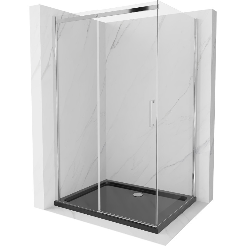 Mexen Omega liuglev dušikabiin 100 x 80 cm, läbipaistev, kroom + musta alusega Flat - 825-100-080-01-00-4070