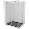 Mexen Omega schuifdouchecabine 100 x 80 cm, transparant, chroom + Flat douchebak, zwart - 825-100-080-01-00-4070