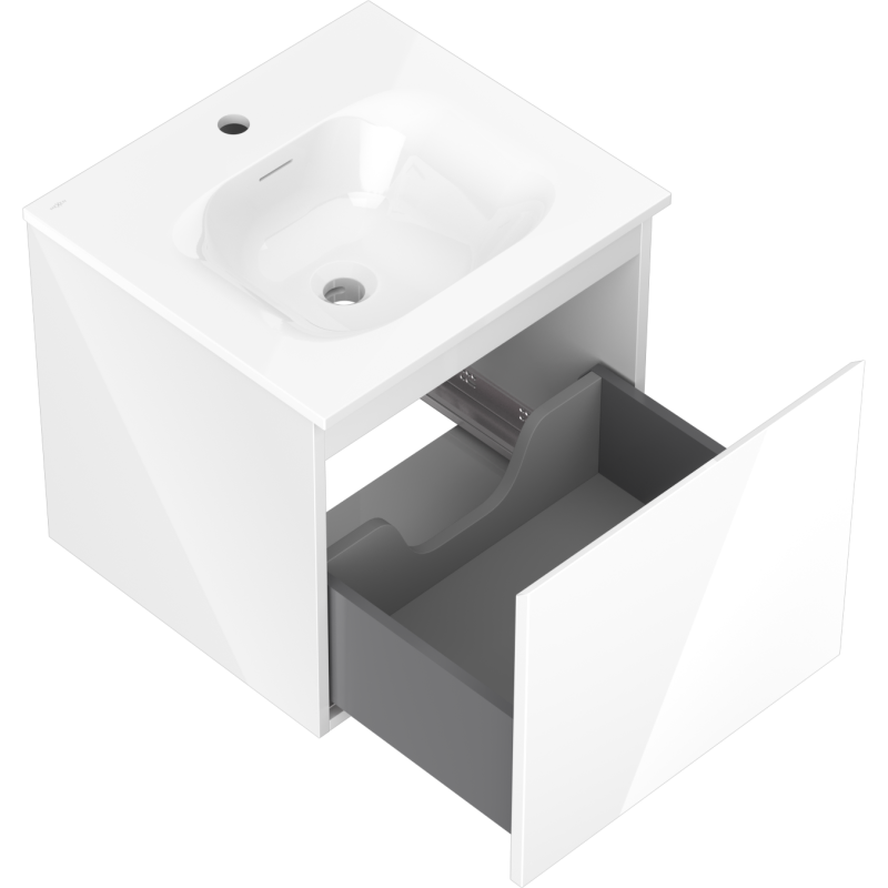 Mexen Orio armario de baño de 50 cm con lavabo Vela, 1 cajón, blanco brillo - 91A10-05047-1-BF00-W23M00