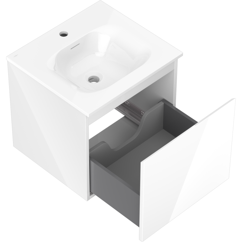 Mexen Orio bathroom cabinet 50 cm with Vela sink, 1 drawer, white gloss - 91A10-05047-1-BF00-W23M00