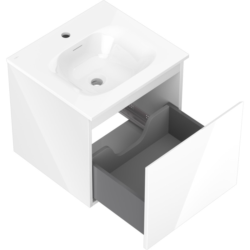 Mexen Orio vannitoakapp 50 cm valamu Vela, 1 sahtel, valge läige - 91A10-05047-1-BF00-W23M00