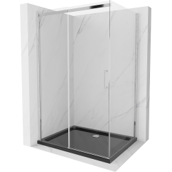 Mexen Omega kabina prysznicowa rozsuwana 120 x 80 cm, transparent, chrom + brodzik Flat, czarny - 825-120-080-01-00-4070