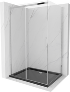 Mexen Omega Duschkabine gleitend 120 x 80 cm, transparent, Chrom + Duschwanne Flat, schwarz - 825-120-080-01-00-4070