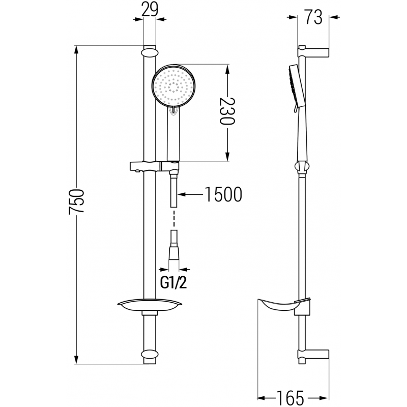 Mexen DB75 drsni komplet za prhanje, krom - 785754584-02