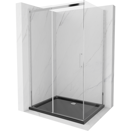 Mexen Omega kabina prysznicowa rozsuwana 120 x 90 cm, transparent, chrom + brodzik Flat, czarny - 825-120-090-01-00-4070