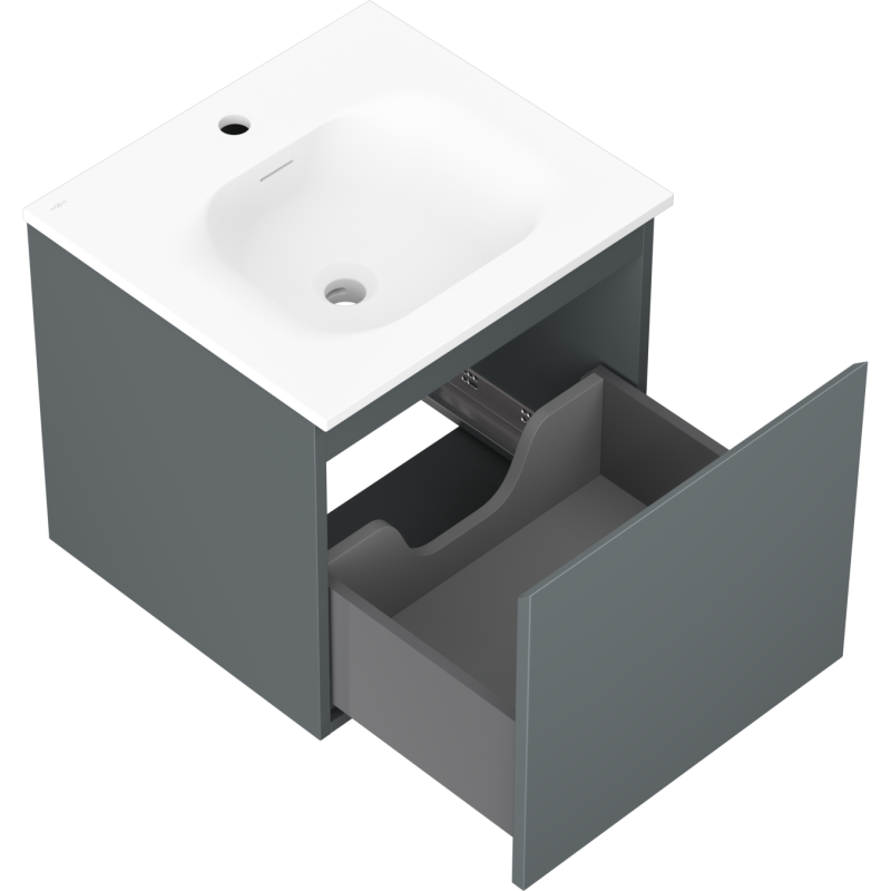 Mexen Orio gabinete de baño 50 cm con lavabo Vela, 1 cajón, grafito mate/blanco mate - 91A10-05047-1-BF66-W23M01