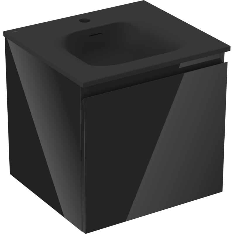 Mexen Orio gabinete de baño de 50 cm con lavabo Vela, 1 cajón, negro brillo/negro mate - 91A10-05047-1-BF70-W23M71