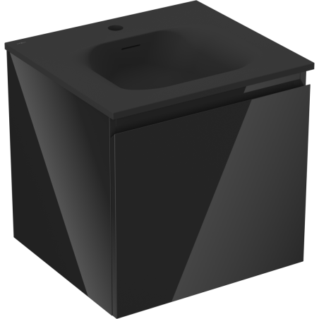 Mexen Orio armario de baño de 50 cm con lavabo Vela, 1 cajón, negro brillo/negro mate - 91A10-05047-1-BF70-W23M71