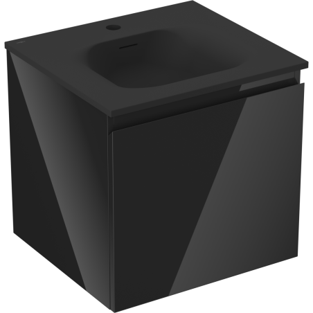 Mexen Orio meuble de salle de bains 50 cm avec lavabo Vela, 1 tiroir, noir brillant/noir mat - 91A10-05047-1-BF70-W23M71