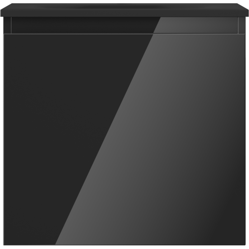 Mexen Orio Badezimmerschrank 50 cm mit Waschbecken Vela, 1 Schublade, Schwarz glänzend/Schwarz matt - 91A10-05047-1-BF70-W23M71