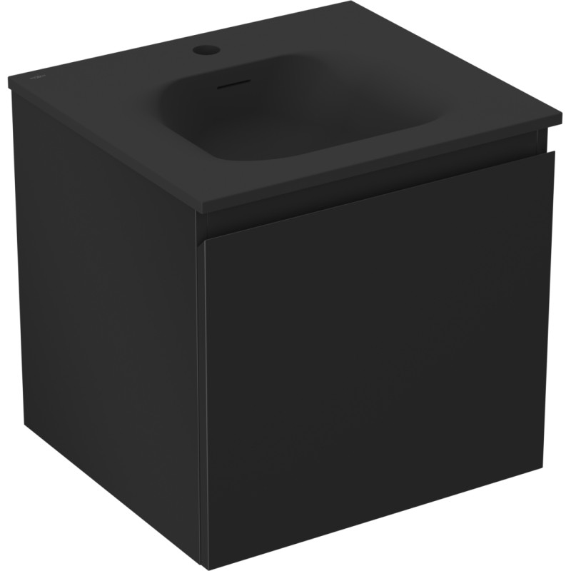 Mexen Orio bathroom cabinet 50 cm with Vela sink, 1 drawer, black matt - 91A10-05047-1-BF71-W23M71