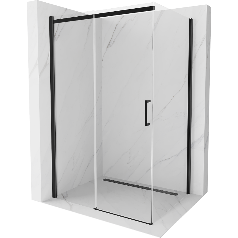 Mexen Omega schuifdouchecabine 100 x 70 cm, transparant, zwart - 825-100-070-70-00