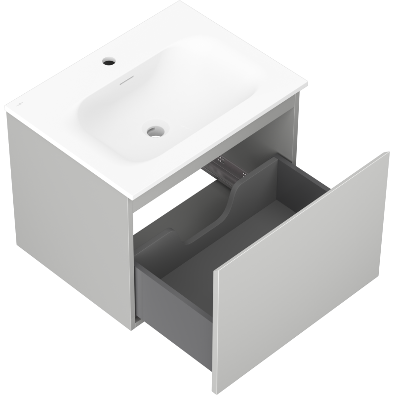 Mexen Orio mobile da bagno 60 cm con lavabo Vela, 1 cassetto, grigio opaco/bianco opaco - 91A10-06047-1-BF62-W23M01