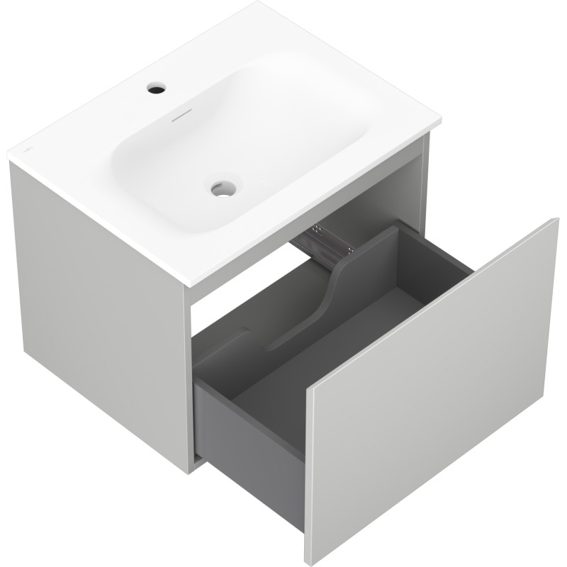Mexen Orio szafka łazienkowa 60 cm z umywalką Vela, 1 szuflada, szara mat/biała mat - 91A10-06047-1-BF62-W23M01
