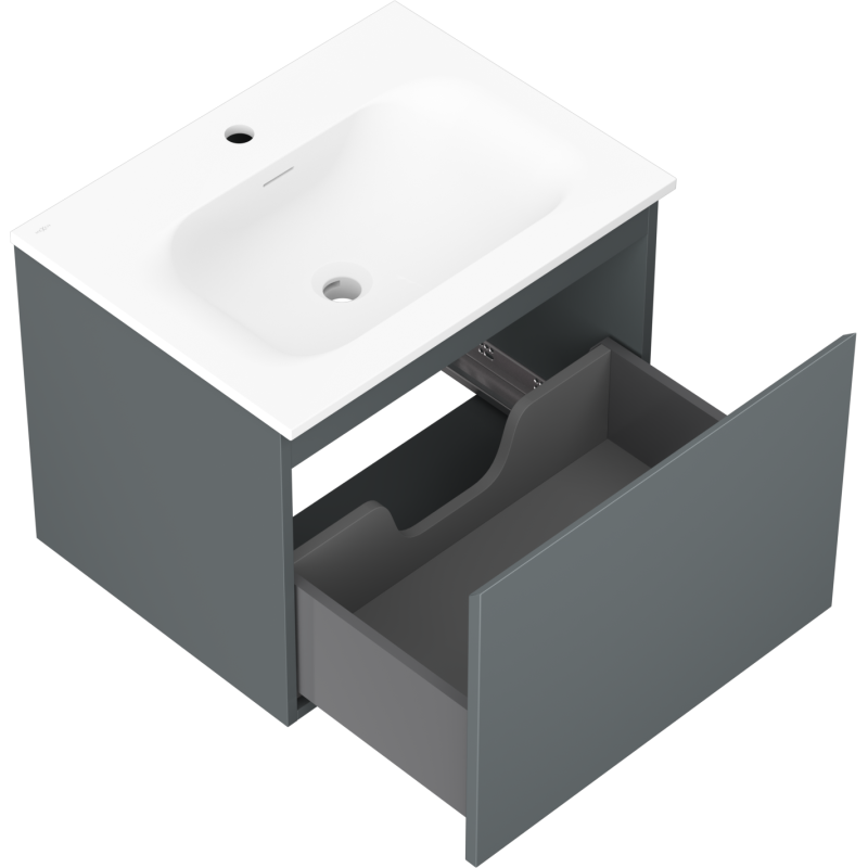 Mexen Orio armario de baño de 60 cm con lavabo Vela, 1 cajón, grafito mate/blanco mate - 91A10-06047-1-BF66-W23M01