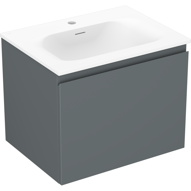Mexen Orio armário de casa de banho de 60 cm com lavatório Vela, 1 gaveta, grafite mate/branco mate