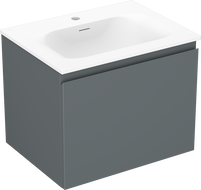 Mexen Orio Badezimmerunterschrank 60 cm mit Waschbecken Vela, 1 Schublade, Grafit matt/Weiß matt - 91A10-06047-1-BF66-W23M01