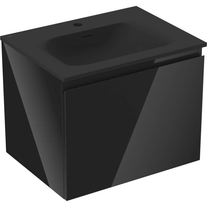 Mexen Orio gabinete de baño 60 cm con lavabo Vela, 1 cajón, negro brillante/negro mate - 91A10-06047-1-BF70-W23M71
