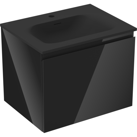 Mexen Orio 60 cm Bathroom Cabinet with Vela Sink, 1 Drawer, Black Gloss/Black Matte - 91A10-06047-1-BF70-W23M71