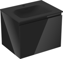 Mexen Orio Badezimmerschrank 60 cm mit Waschbecken Vela, 1 Schublade, schwarz glänzend/schwarz matt - 91A10-06047-1-BF70-W23M71