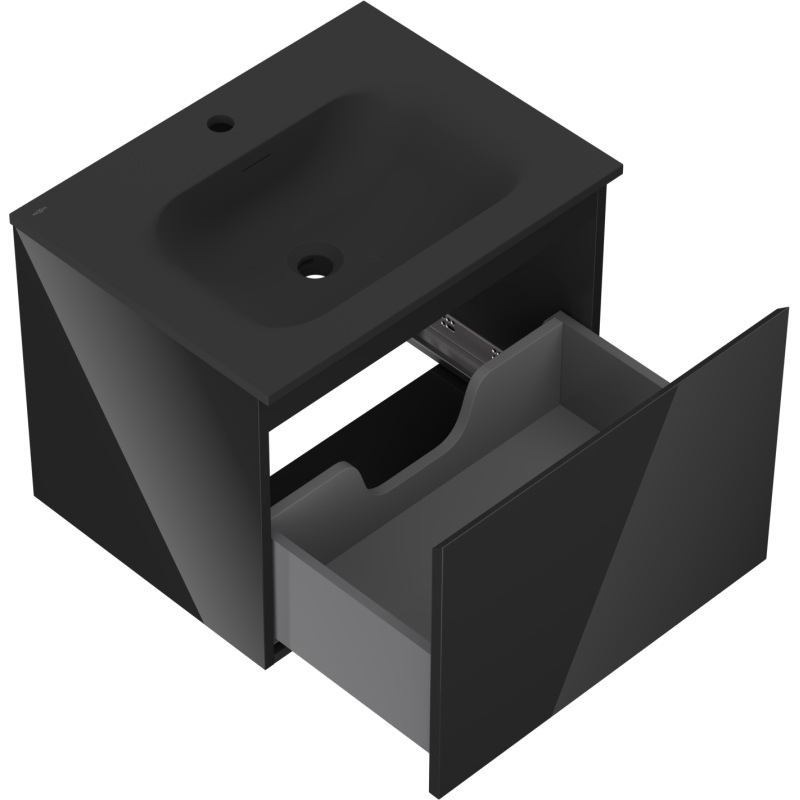 Mexen Orio armadietto da bagno 60 cm con lavabo Vela, 1 cassetto, nero lucido/nero opaco - 91A10-06047-1-BF70-W23M71